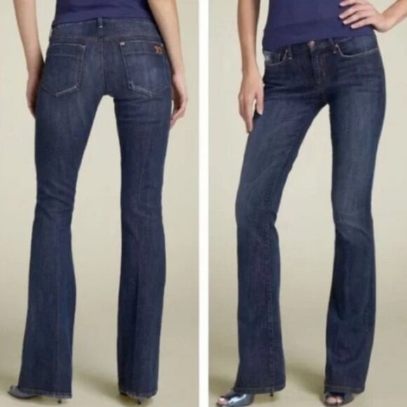Joe's Jeans Rocker Flare Leg Stretch Dark Denim Wash Naomi Bootcut Pants Zip 29 - Picture 1 of 16